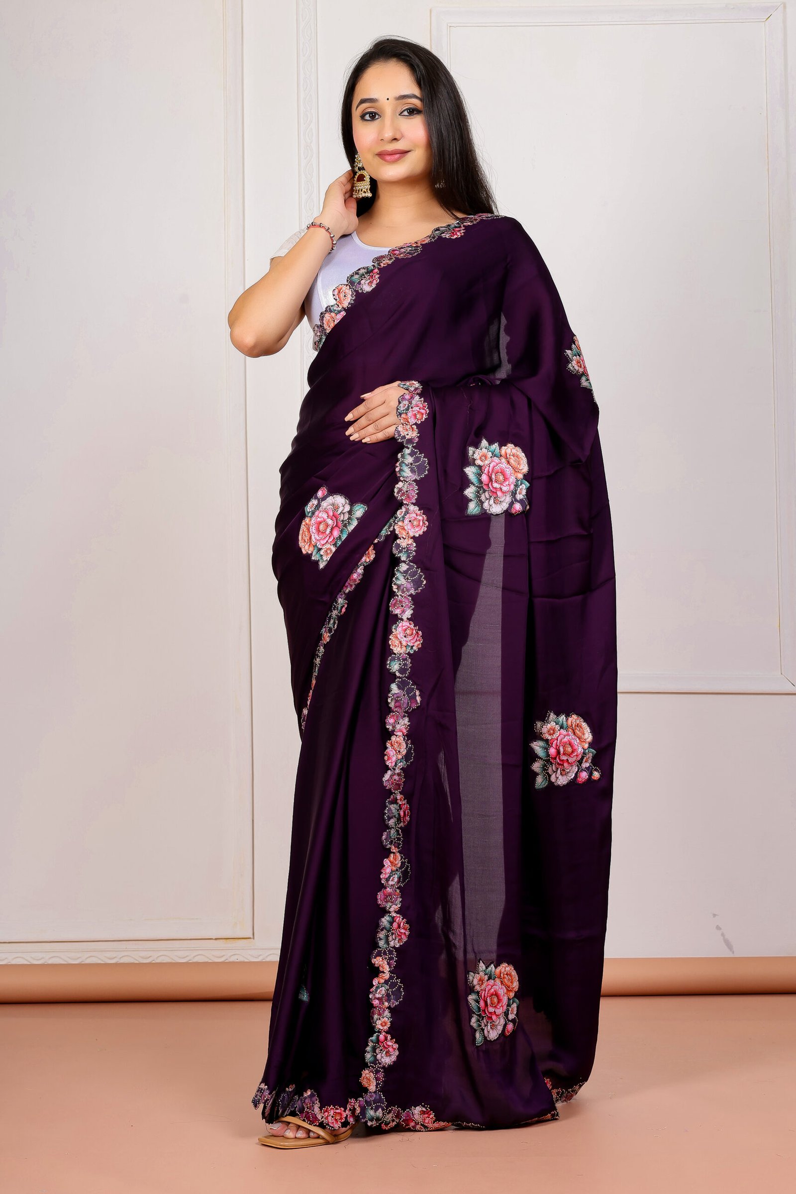 Purple Floral Designer Saree