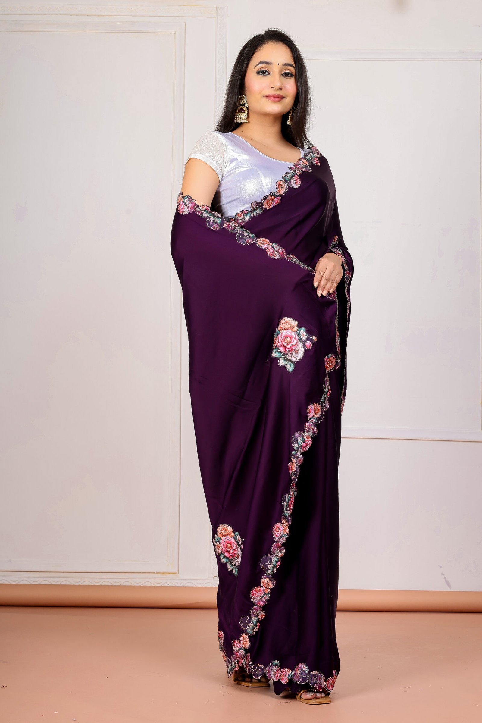 Purple Floral Designer Saree