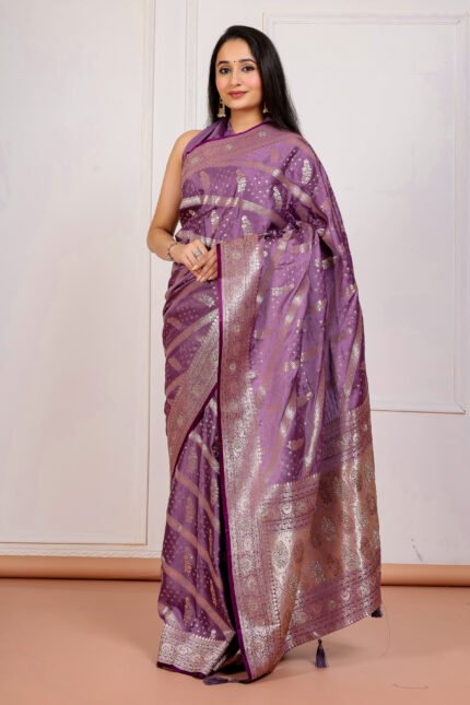 Violet Banarasi Silk Saree
