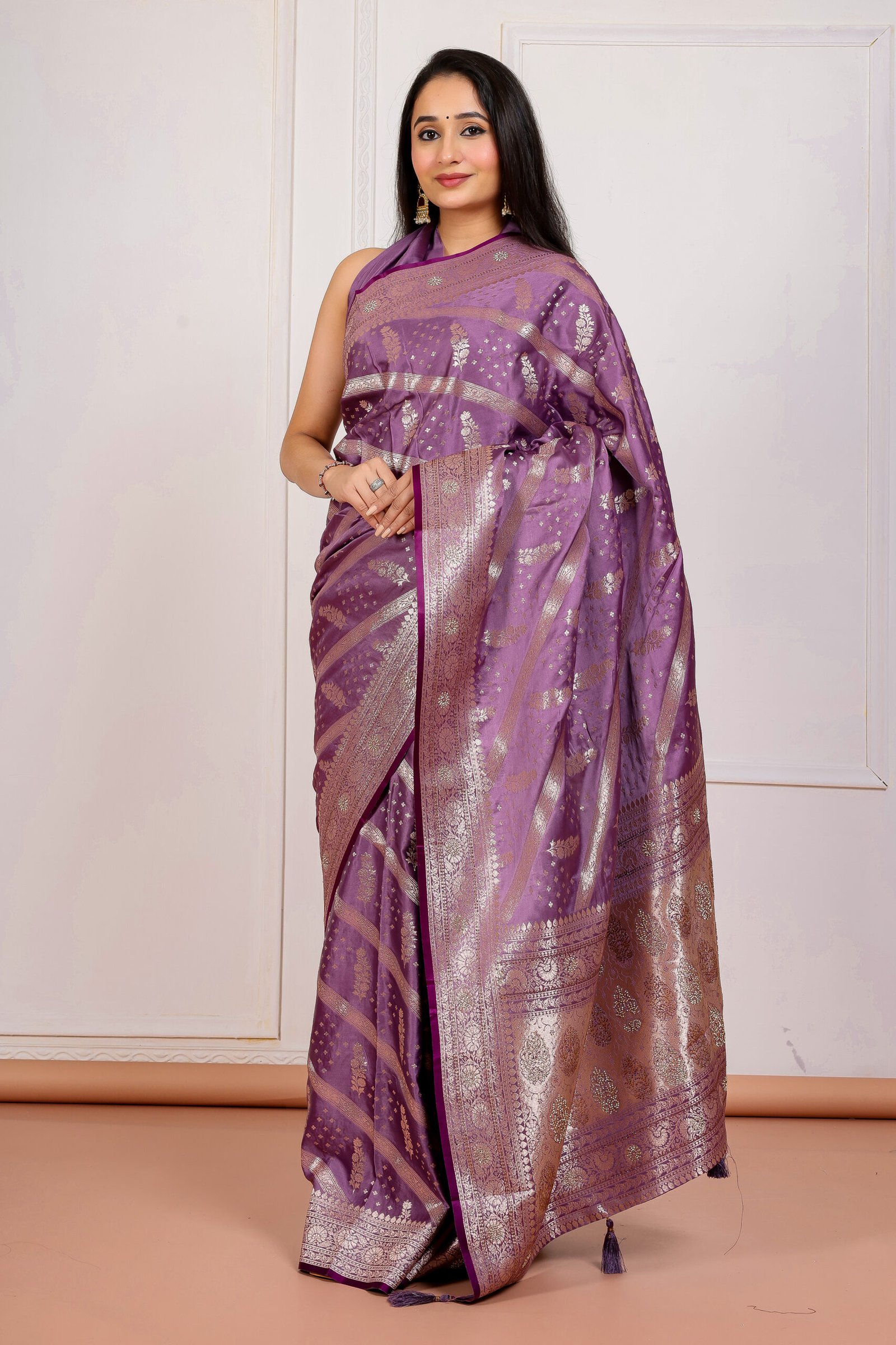 Violet Banarasi Silk Saree