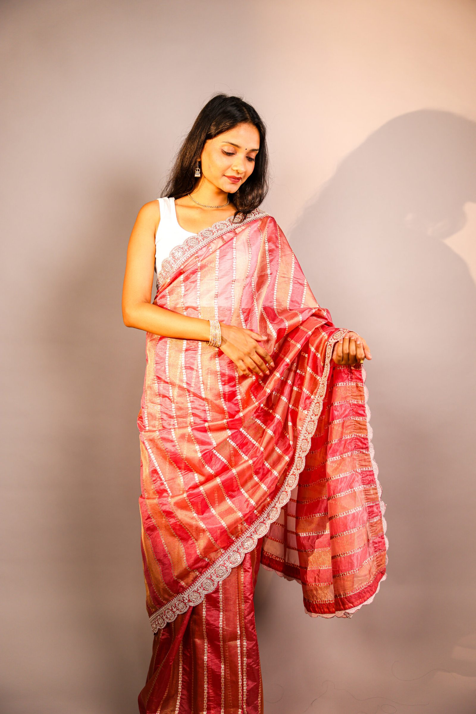 Rose-Gold Designer Saree, Designer Saree, Saree