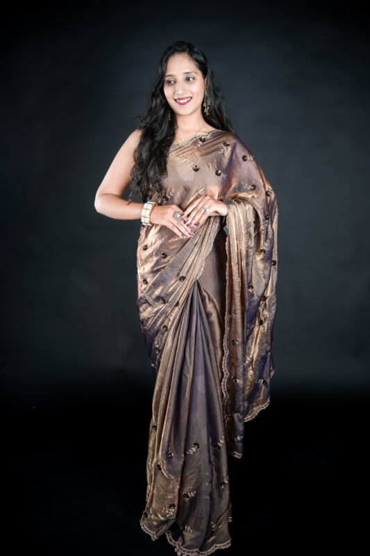Bronze Organza Saree, Saree, Organza Saree