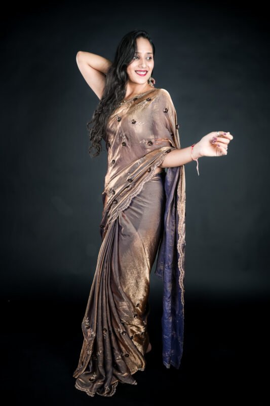 Bronze Organza Saree, Saree, Organza Saree