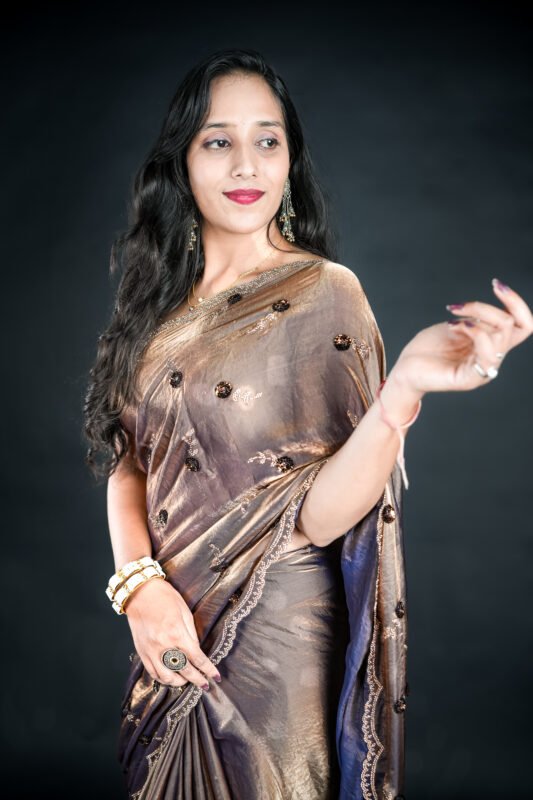 Bronze Organza Saree, Saree, Organza Saree